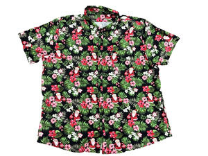 HDE Mens Hawaiian Christmas Button Down Shirt Tropical Santa Claus Hibiscus 4XL